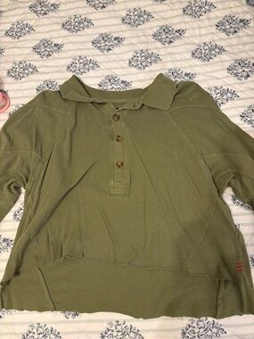 BDG Olive Green Ribbed Collar Polo